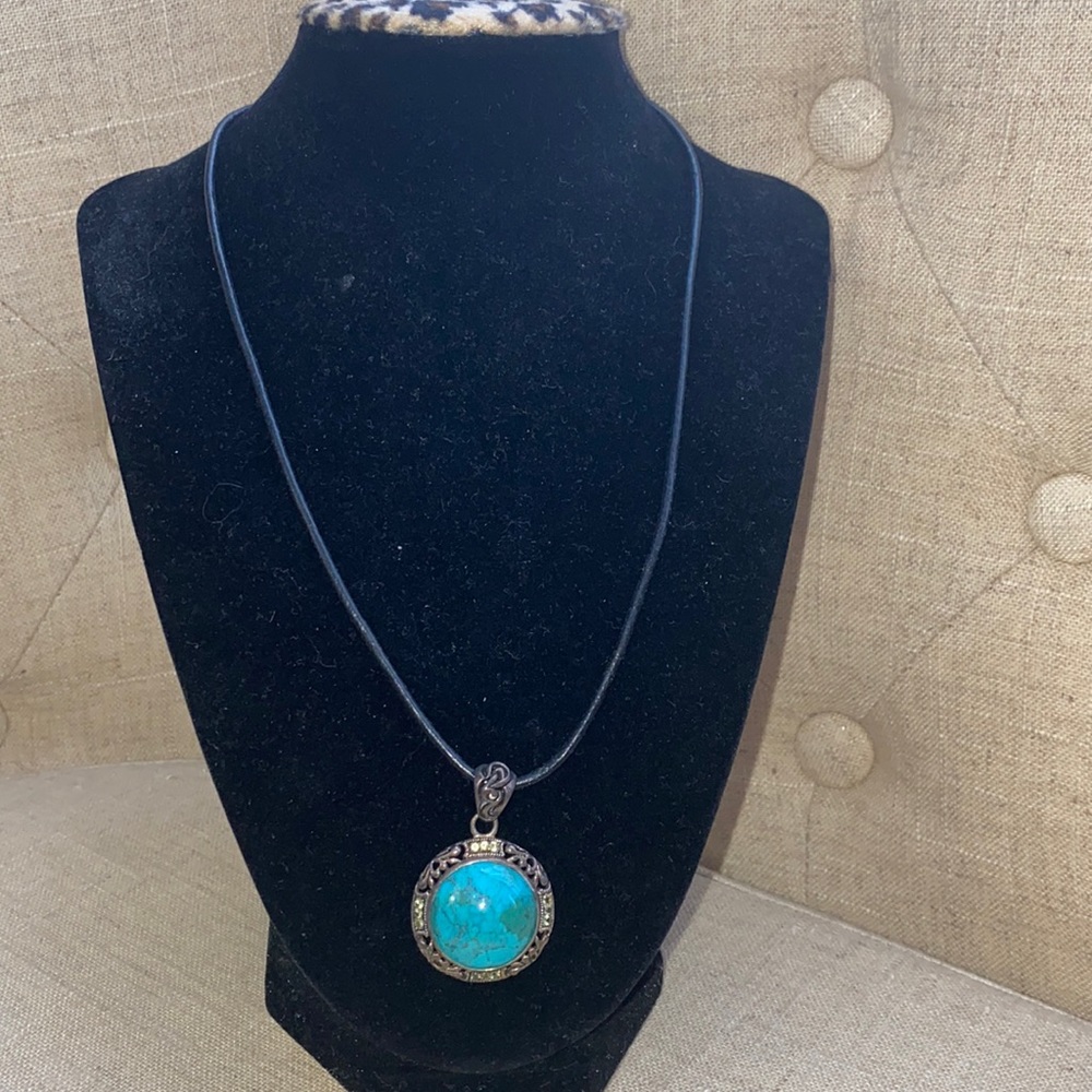 Navajo Sterling Silver Turquoise Pendant Necklace| Women’s‎ Vintage Necklace